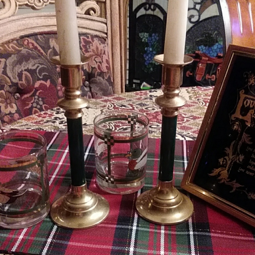 Vintage brass candleholders.